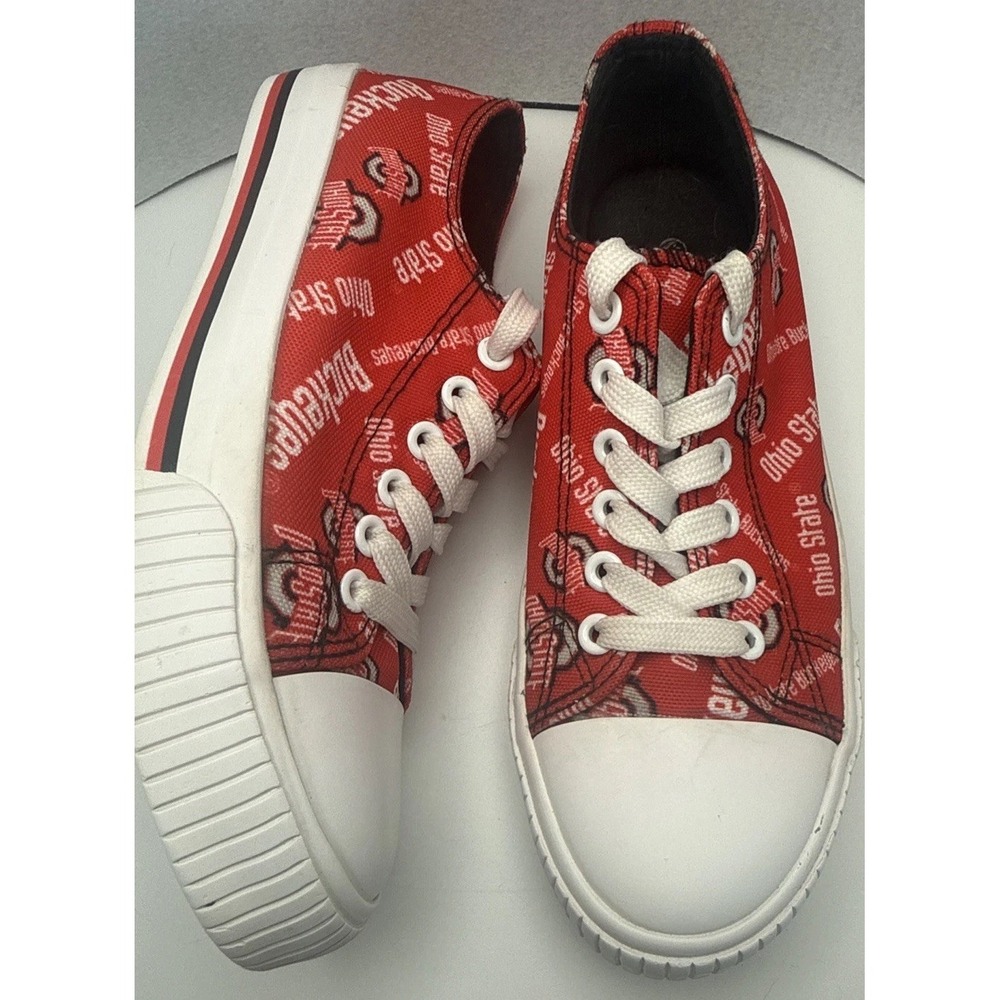 THE OHIO STATE BUCKEYES Women's Low-Top Repeat Print Canvas Shoes Size 7 EUC